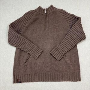 Harley Davidson Brown Quarter Zip Knit Sweater Men’s 2XL Bikercore